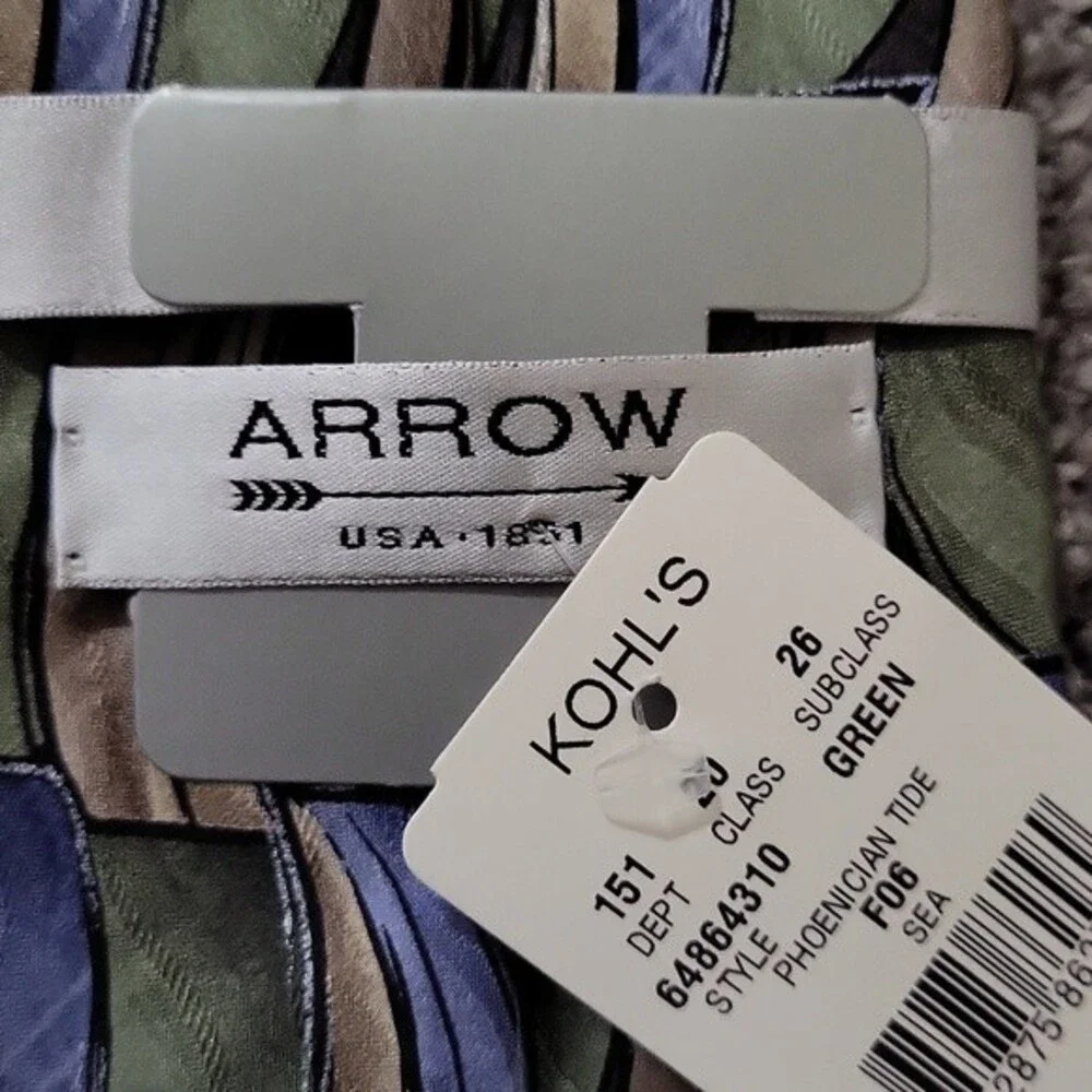 NWT Arrow men's Phoenician tide silk tie, green